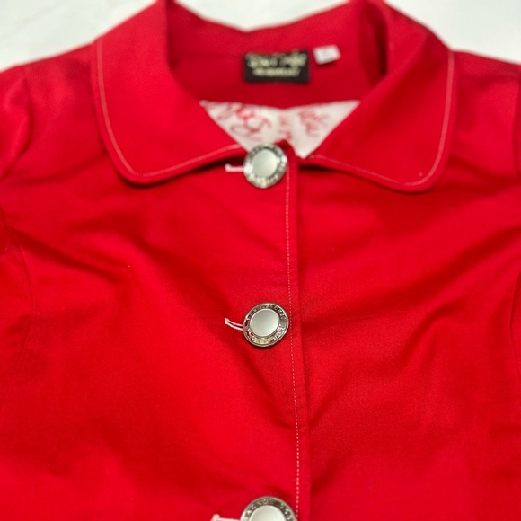 Bob Mackie Wearable Art Red Lightweight Jacket Medium Printed Lining - Picture 1 of 14